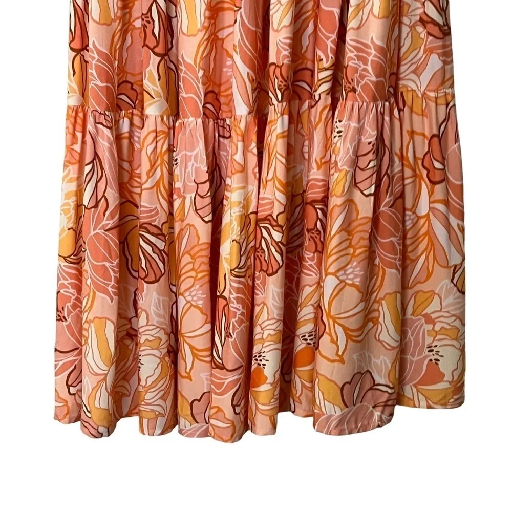 NWT Hello Molly Tiered Ruffled Maxi Skirt XS Tangerine fairy whimsical flowing - Picture 5 of 8